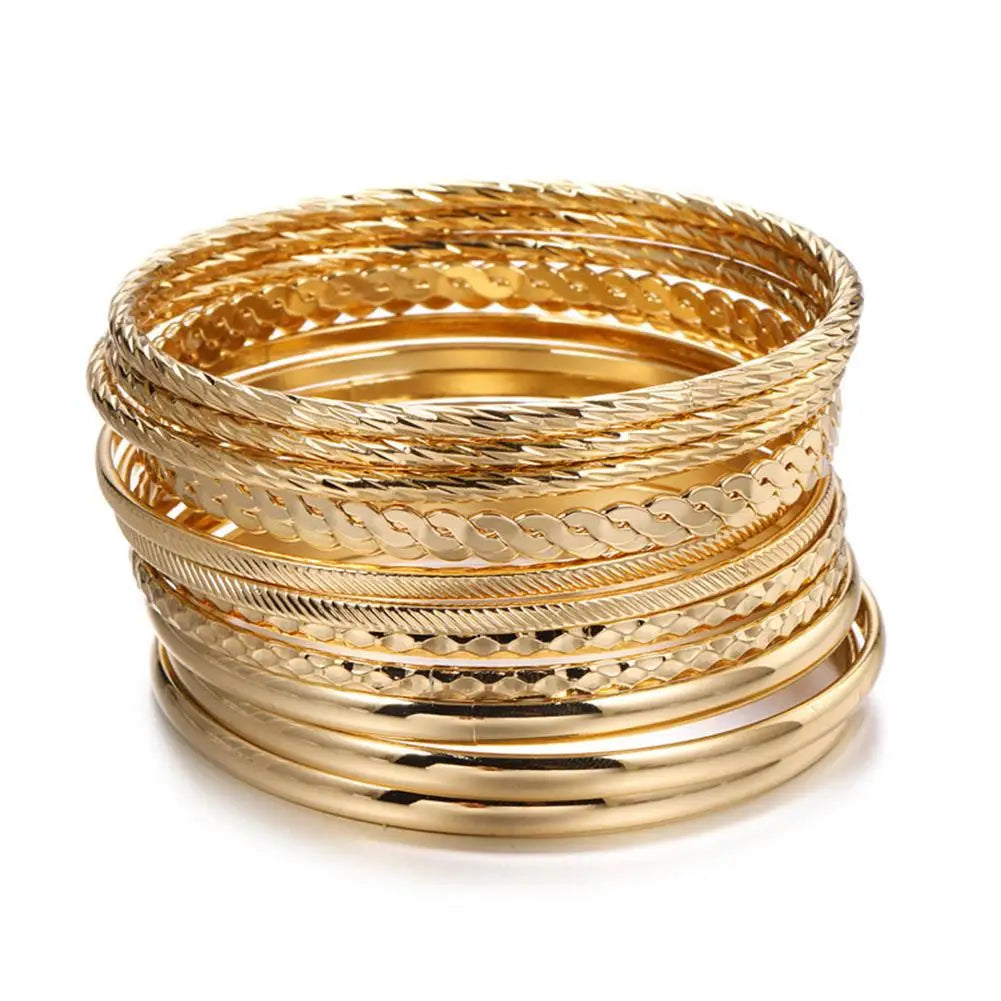 12pcs Punk Curb Cuban Chain Bracelets Set for Women Miami Boho Thick