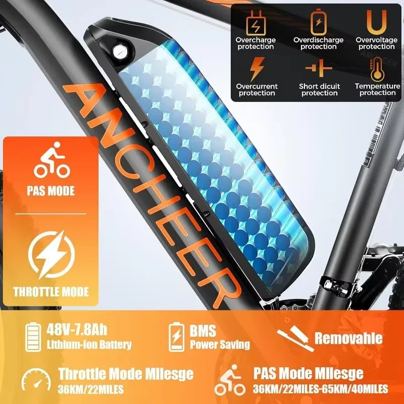 NEW Electric Bike for Adults Mountain Bike, 26" LCD Display, 21Speed