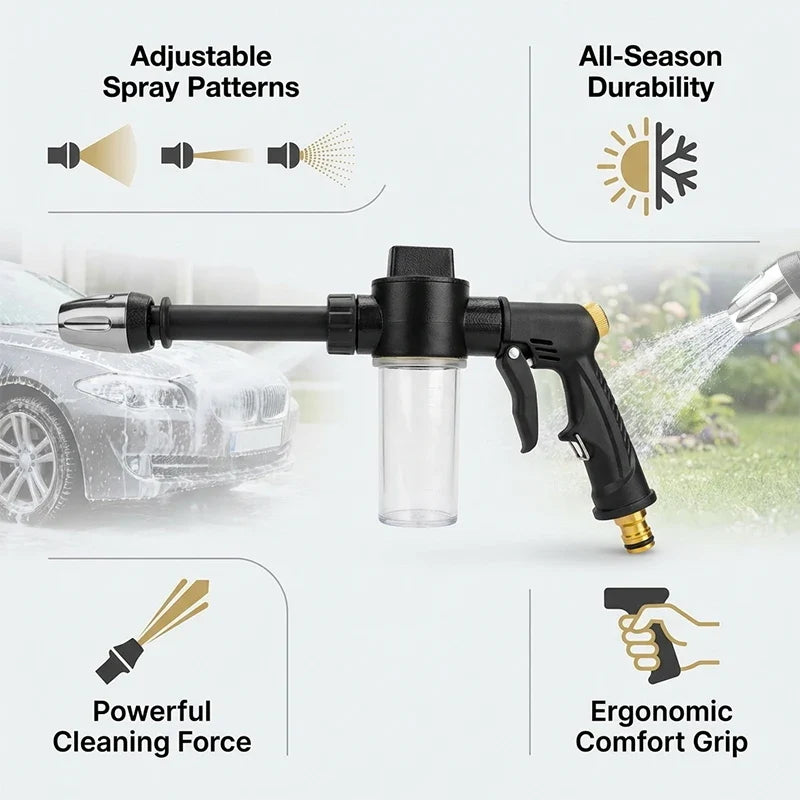 High Pressure Car Wash Foam Gun with Adjustable Nozzle, Detachable Soap Bottle, Household Water Hose Sprayer Nozzle for Car Clea