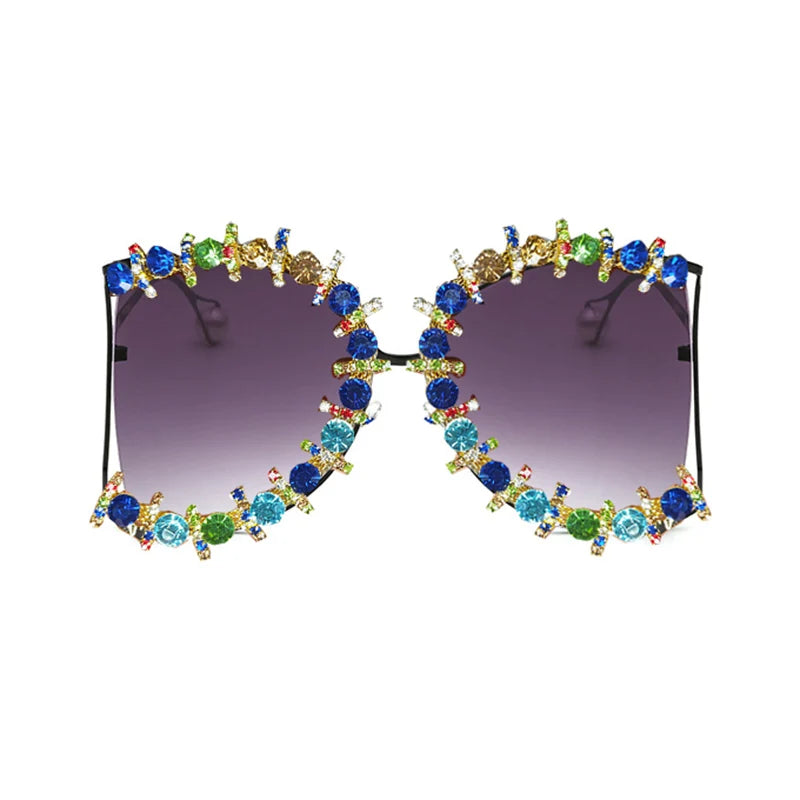 Alloy Oversized Cooling Pearl Sun Glasses Women UV400 2022 Flower Crystal Hip Hop Steampunk Queen Sunglasses  Luxury Brand