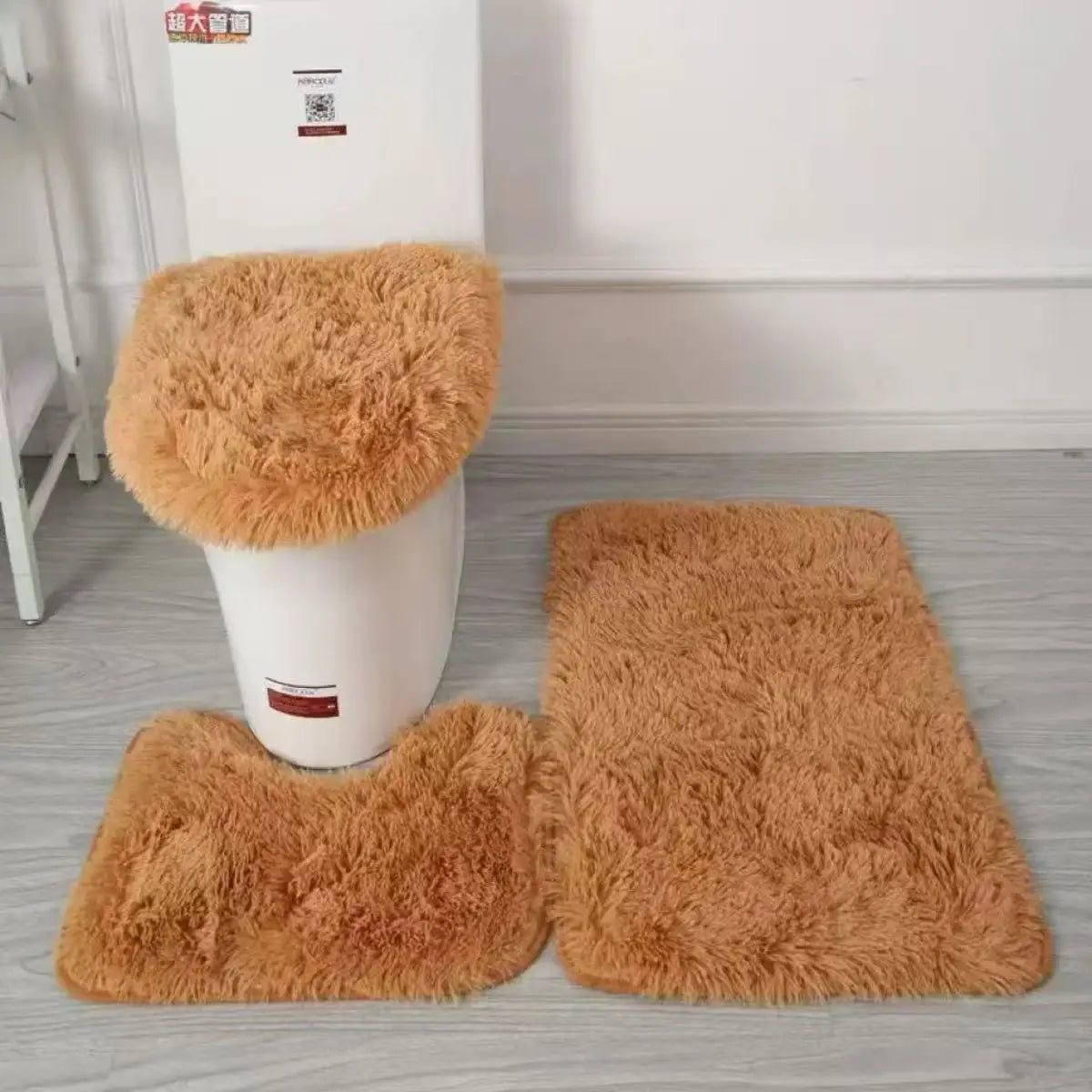 3 Pieces Bathroom Rug Set Bath Mat Toilet Lid Cover U Shape Rug Soft Washable Floor Mat for Shower Laundry Room Kitchen Tub