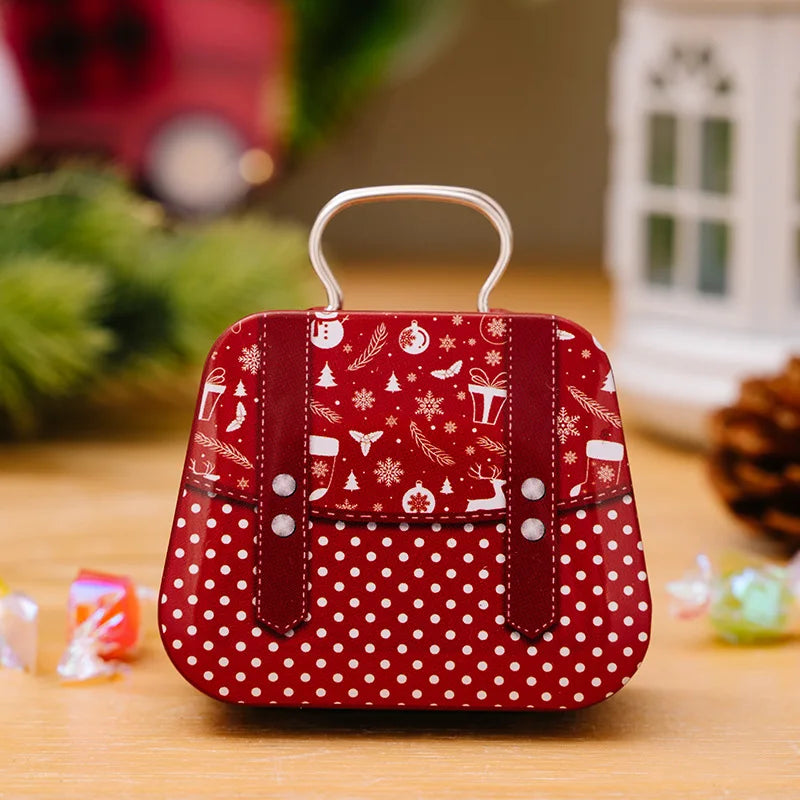 Christmas Tin Gift Box Metal Candy Box Square Candy Storage Containers for Holiday Xmas Supplies Happy New Year