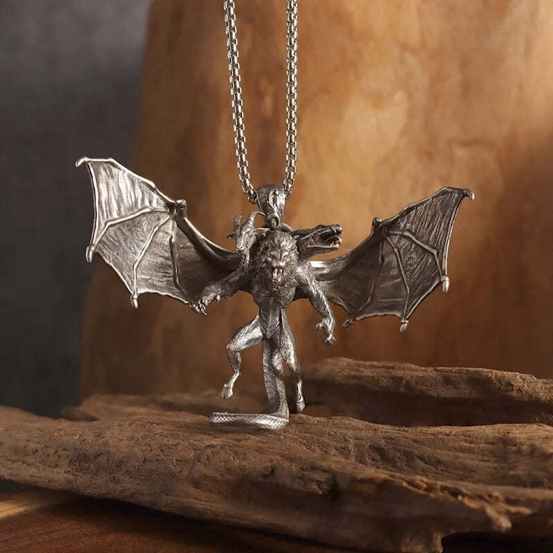 Gothic Wings Grim Reaper Pendant Half Body Skull Necklace Biker Punk Rock Jewelry Halloween Gift
