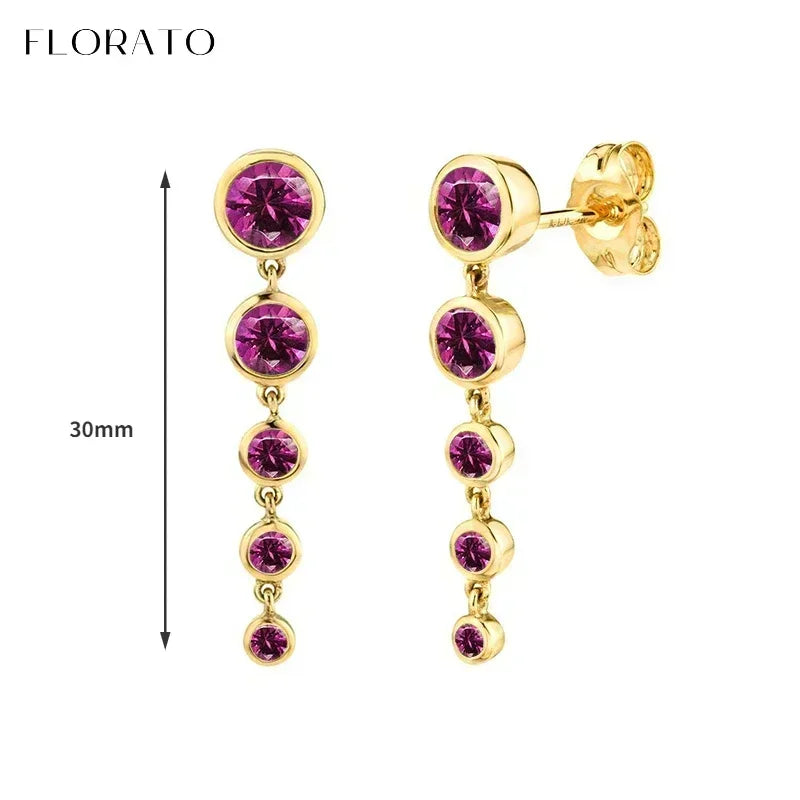 925 Sterling Silver Ear Needle Rose colors Zircon Hoop Geometric Pendant Earrings for women Luxury Fashion Wedding Jewellery2023