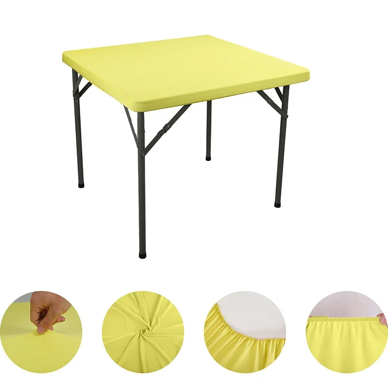 Square Elastic Edge Fitted Table Cover Outdoor Camping Picnic Tablecloth Wedding Banquet Cocktail Party Decor Table Cloth
