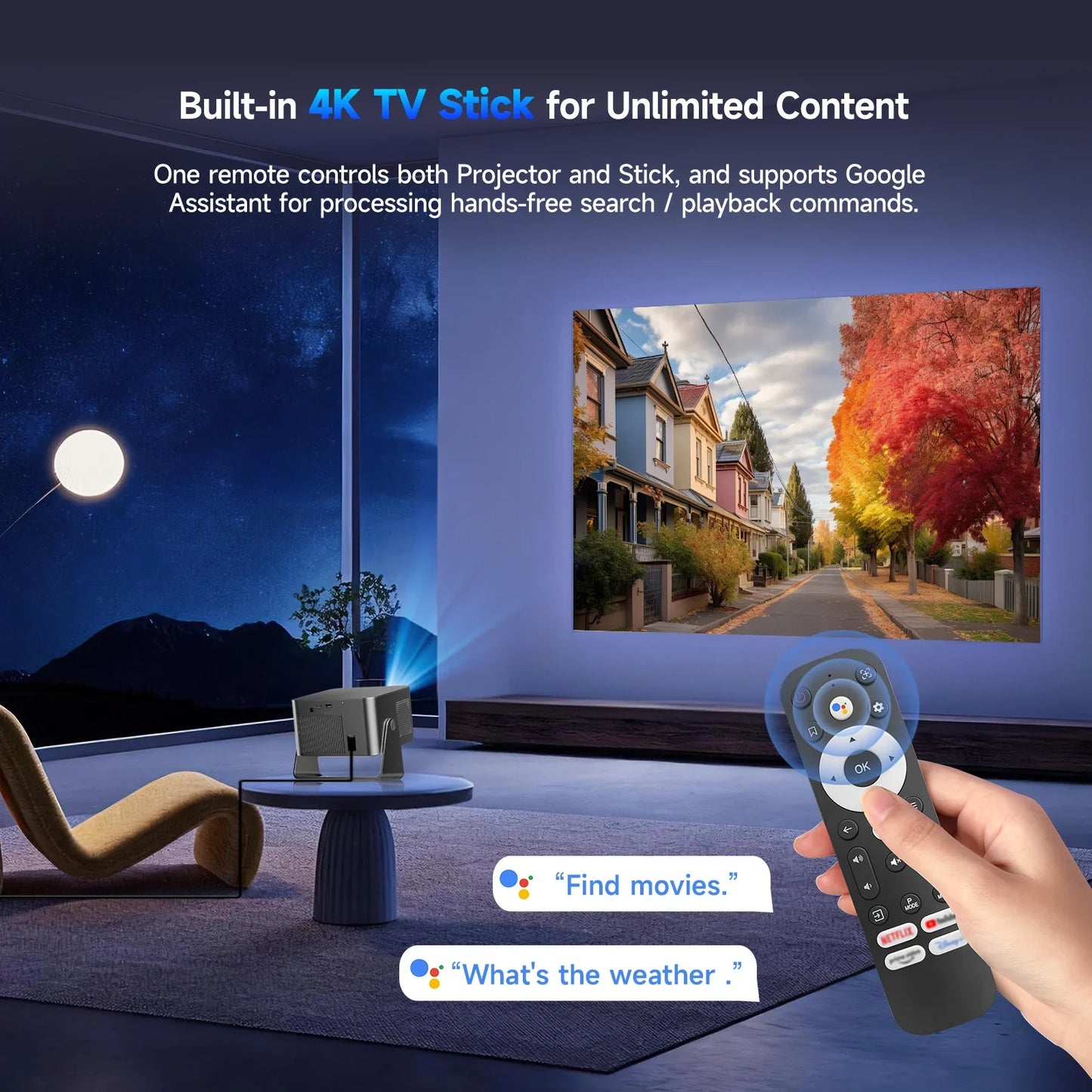 Magcubic HY350GTV 900ANSI Projector With 4K TV Stick 1080p Native Projector Auto Focus Portable Beam Android Home Projector