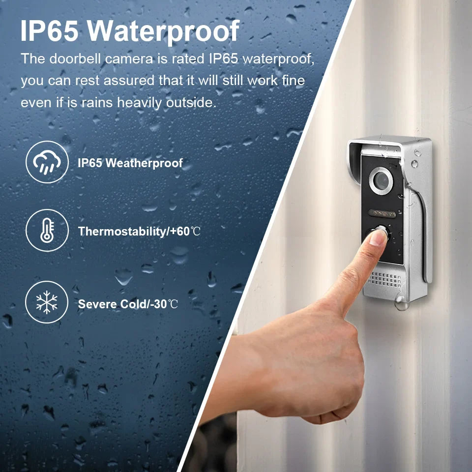 10 Inch IPS Screen Tuya APP 4Wire WIFI Video Door Phone Intercom Visual Doorbell 120Degree Wide Angle Home Security Door Viewer