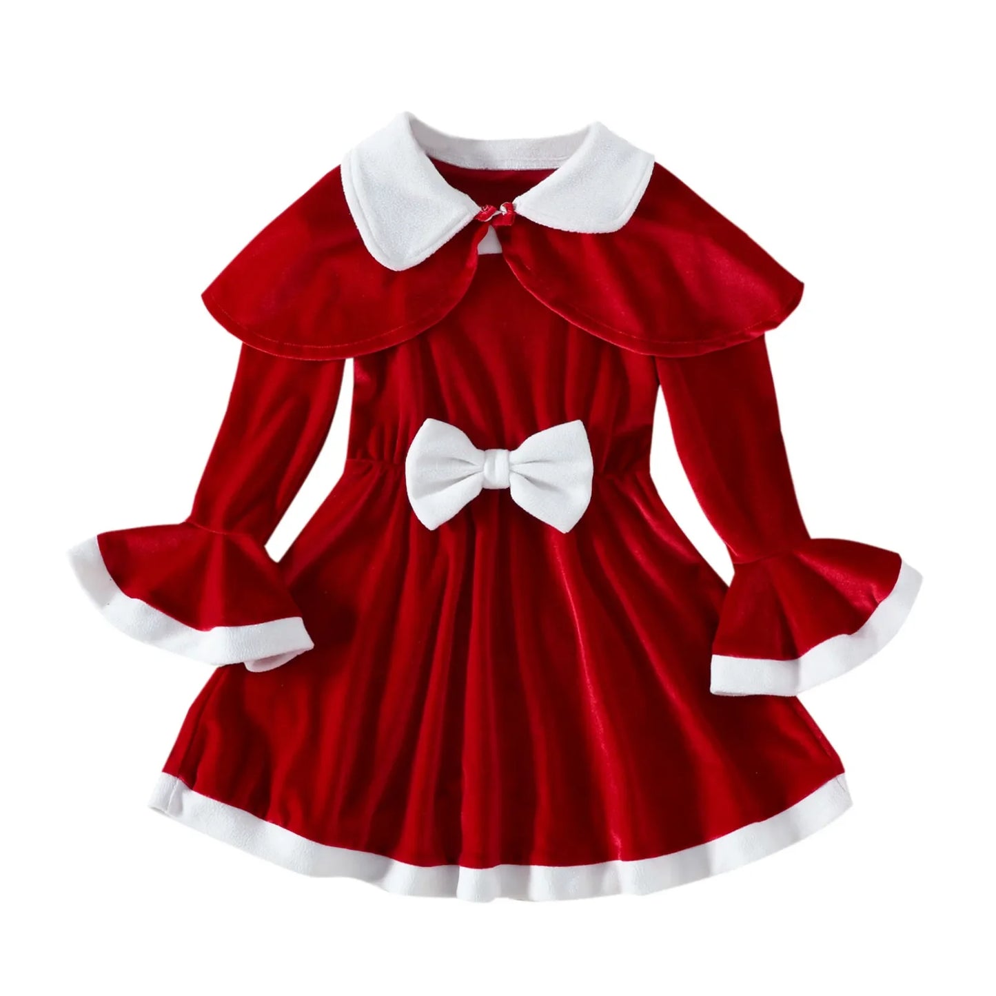 Kids Cosplay Christmas Dresses For Girls 2pcs Sets Christmas Cloak Red Velvet Dress New Year Children Costume Baby Party Dresses