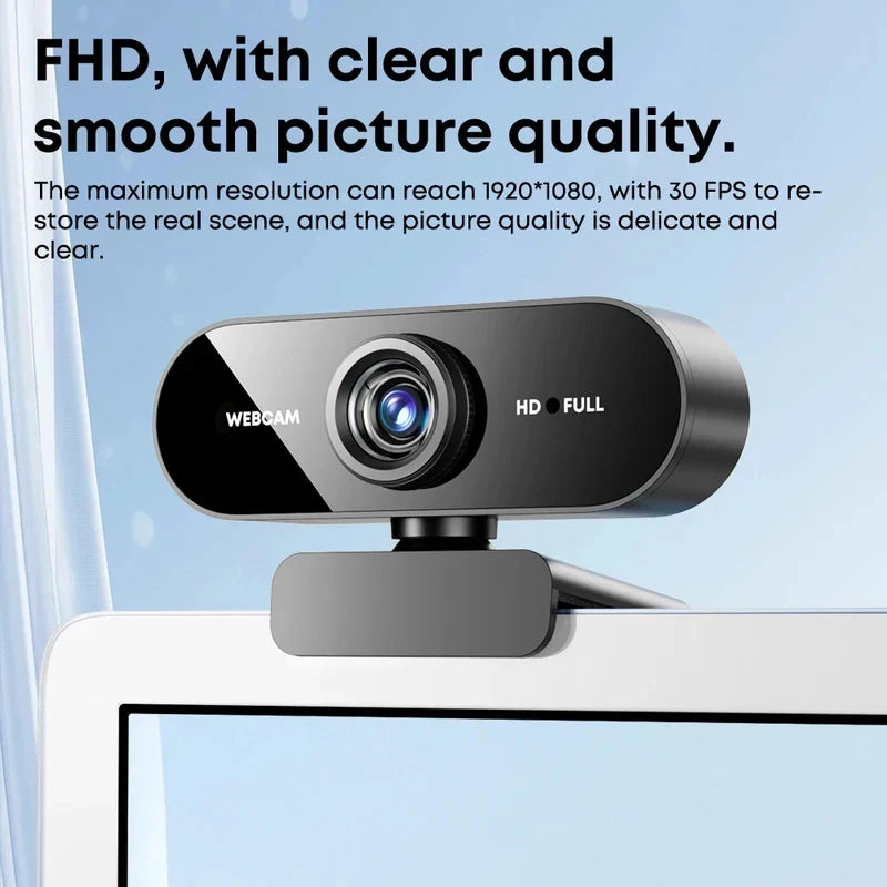 1080P FHD Webcam with Microphone, USB Computer Camera for Laptop Desktop, Wide Angle for Online Class & Video Conference