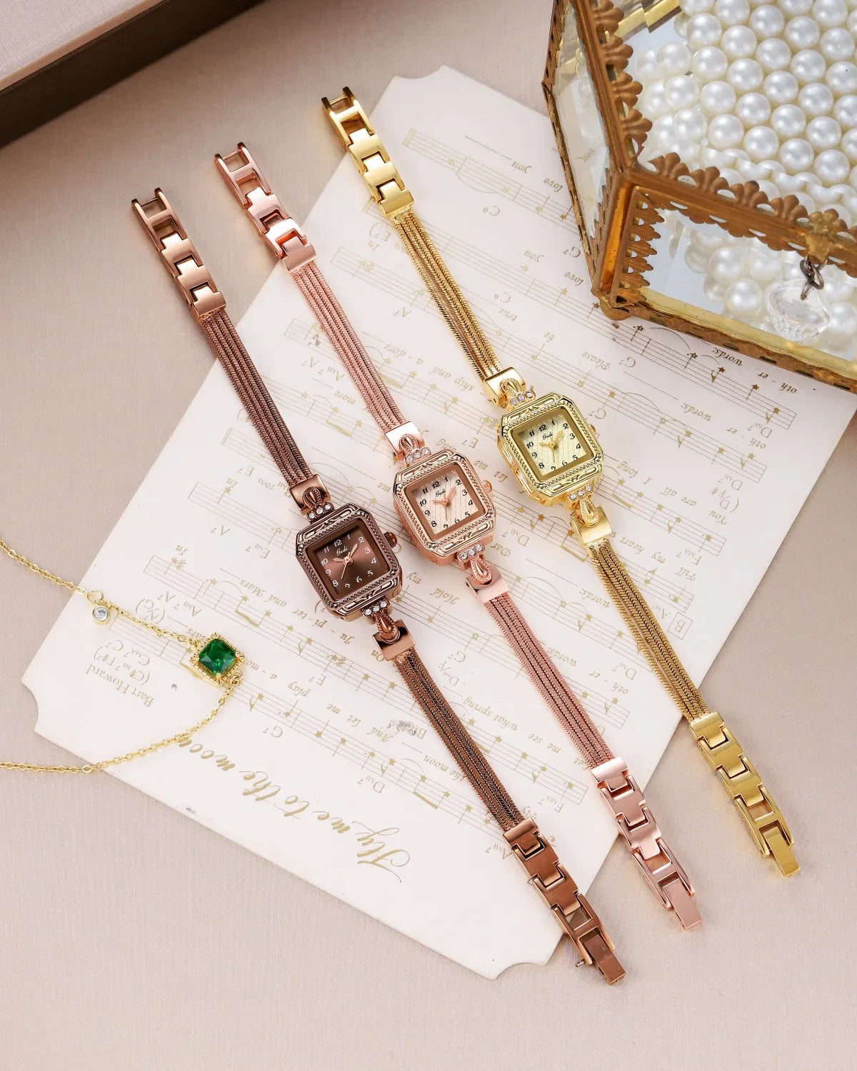 Elegant Lady Wristwatches Luxury Gold Square Dial Simple Casual Women's Watches Waterproof Stainless Steel Golden Girls Watches