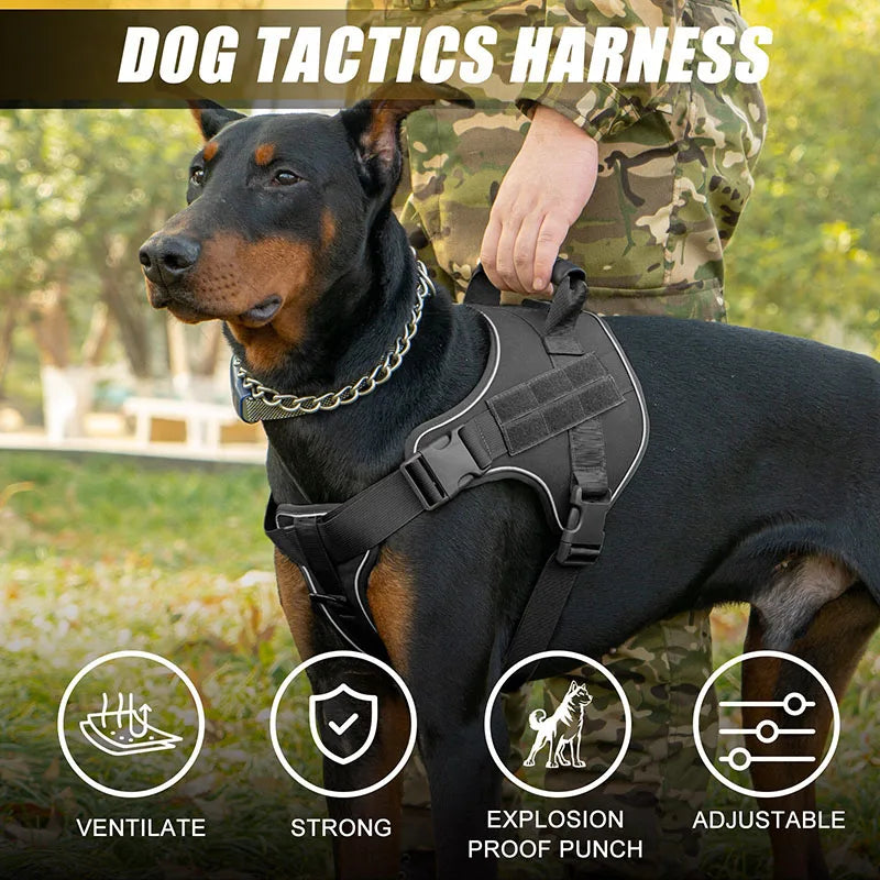 Tactical Dog Harness for Large Dogs No Pull Explosion Proof Heavy Duty Adjustable Military Grade K9 Training Walking Vest