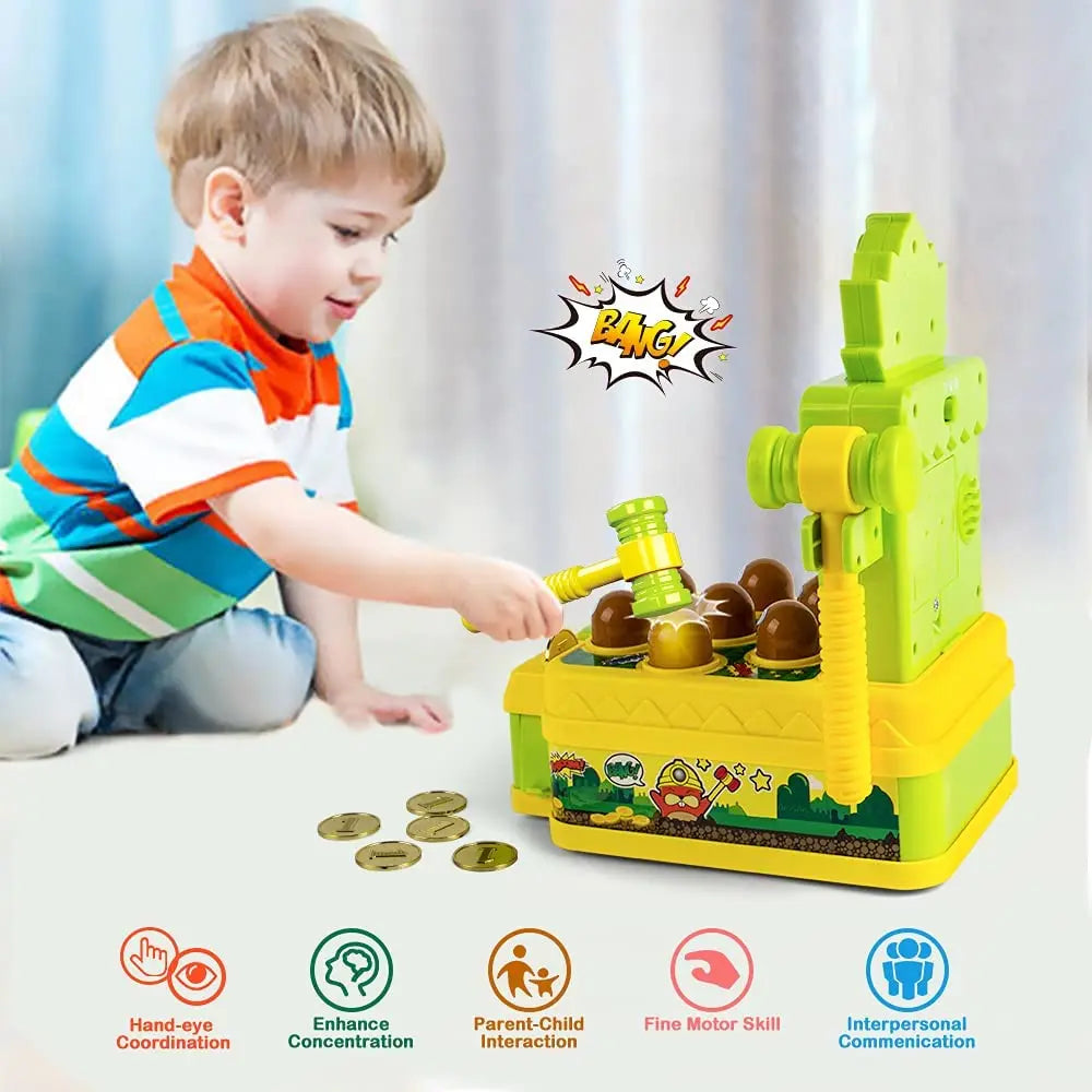 Baby Whack a Mole Game Toy with Hammer Toddler Toys Mini Electronic Arcade Game with 2 Hammers Pounding Toys for Kids 3 4 5 6
