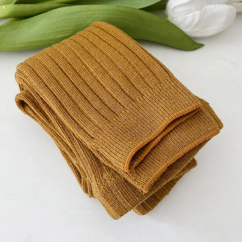 1-6 Years Girls Toddler Baby Basic Ribbed Sweater and Leggings, Footless Tights.