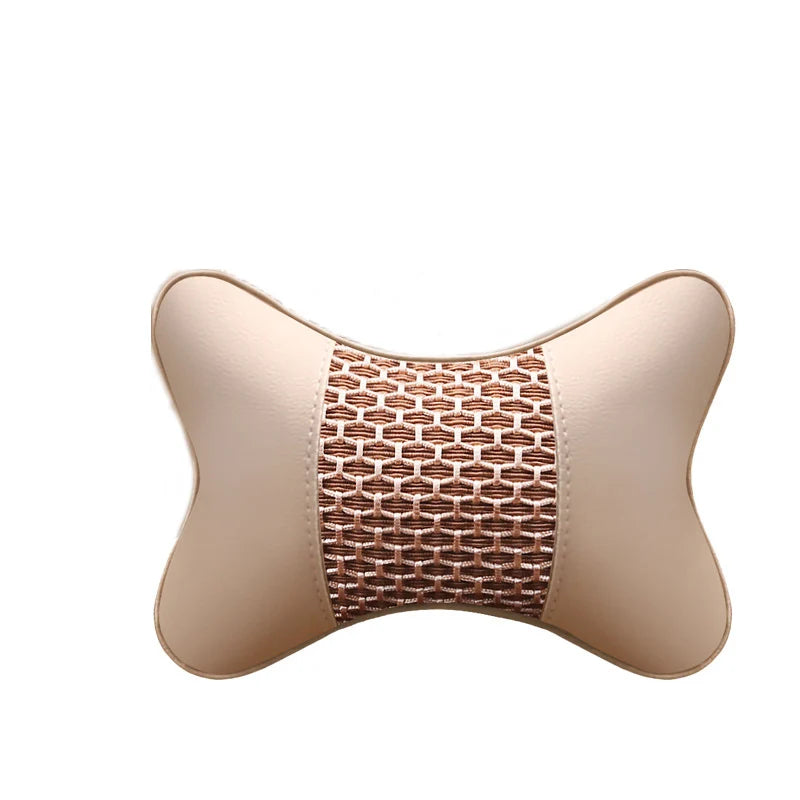 Car Neck Pillows Both Side Pu Leather 1pcs Pack Headrest For Head Pain Relief Filled Fiber Universal Car Headrest Pillow