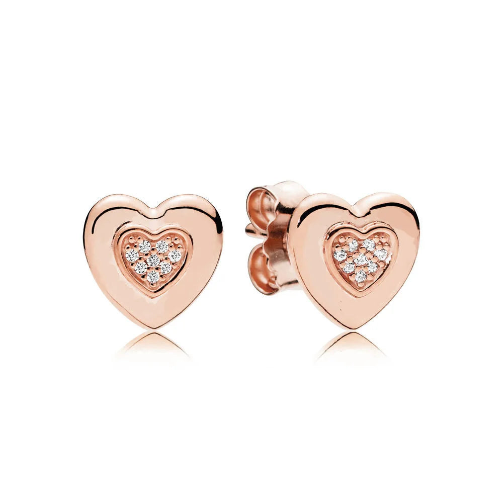 925 Sterling Silver Stud Earring Love Heart Crown Hoop Signature Logo Earrings For Women Making Wedding Party Engagement Jewelry