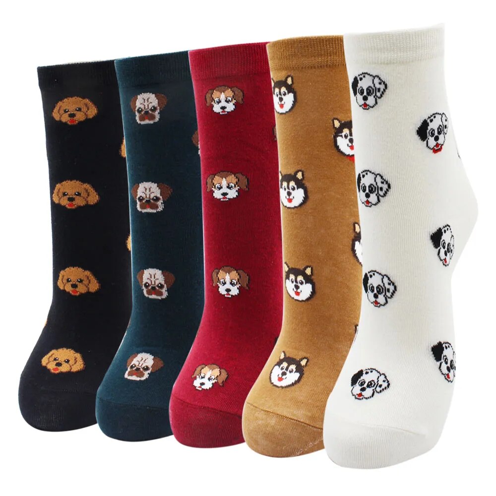 5 Pairs Fashion Colorful Kawaii Cute Cartoon Cotton Women Socks Harajuku Korean Halloween Cat Dog Owl Duck Fox Girl Socks