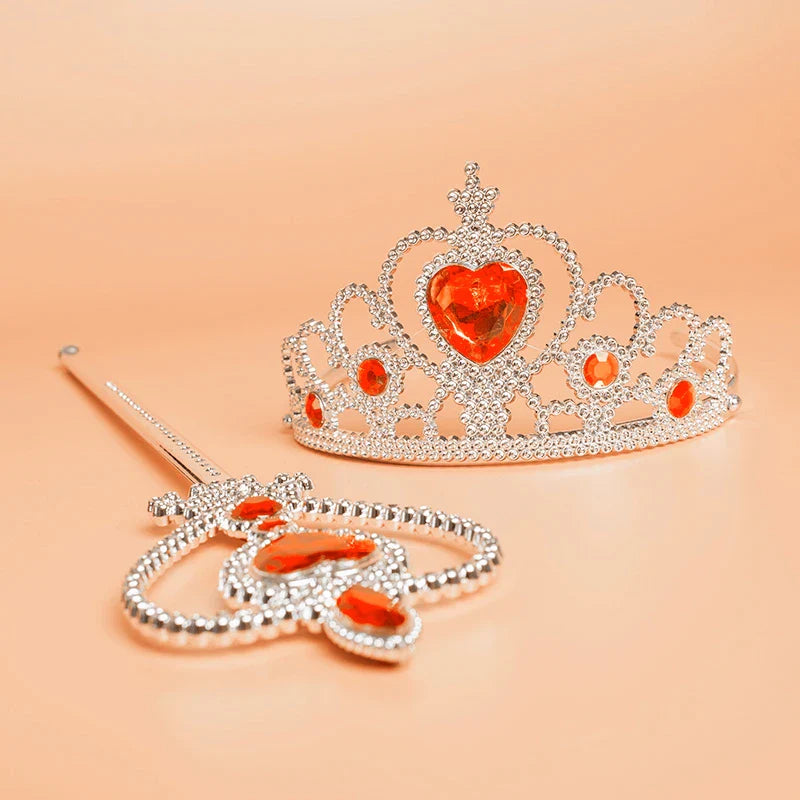 Girls Elsa  Kids Princess Accessories Set 2Pcs Crown Crystal Magic Stick for Child Cospaly Performance Costume Birthday Gifts