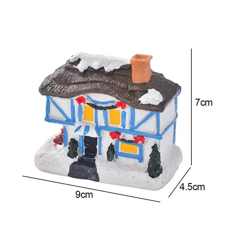 Christmas Resin House Light Christmas Glow Ornaments New Year Bedroom Decoration Kids Xmas Gift Micro Landscape Night Lights