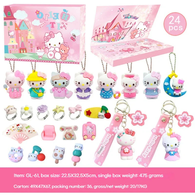 2024 Trendy Kuromi Doll Poke Hello Kitty Pendant Keychain Pendant Sanrio Hole Blind Box Christmas Children’s Lottery Toy