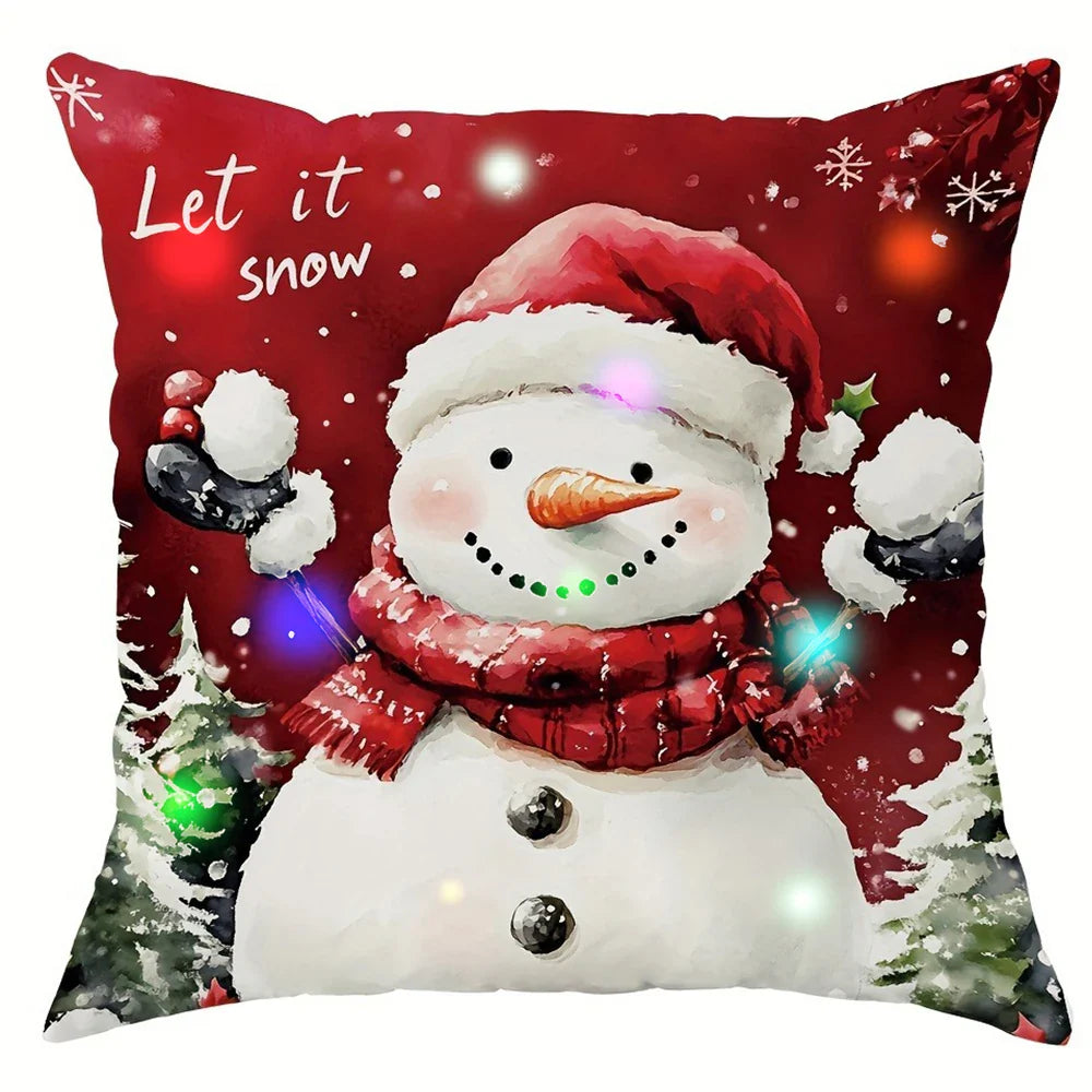 Santa Claus Christmas tree decoration LED luminous pillowcase holiday party supplies super soft skin-friendly pillowcase