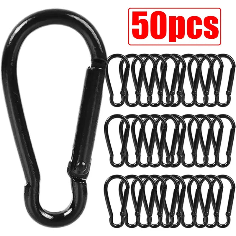 50/10pcs Mini Carabiner Keychain Alluminum Alloy D Type Buckle Spring