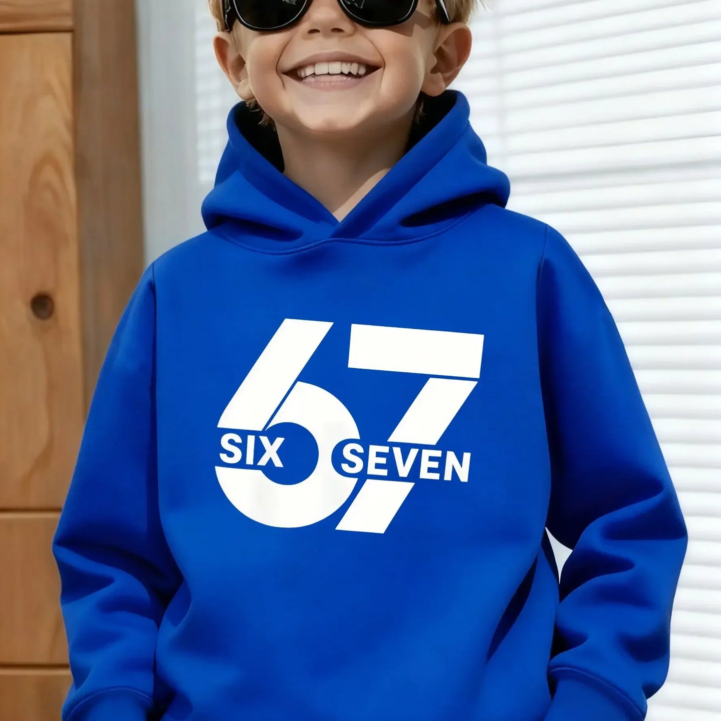 Unisex Graphic Fun 67 Hooded Pullover Sweater Long-sleeved.