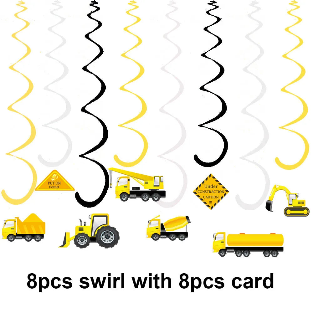 5pcs Construction Themed Balloon Carton Vehicle Balloon Excavator Forklift Crane Balloons for Boy's Construction Birthday Party