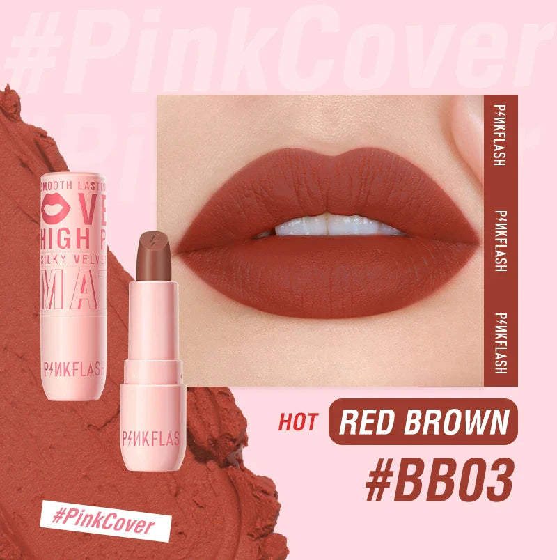 PINKFLASH Velvet Matte Lipstick High Pigment Long-lasting Lip Gloss Silky Moisturize Liquid Lip Tint Smooth Lip Cream Cosmetics
