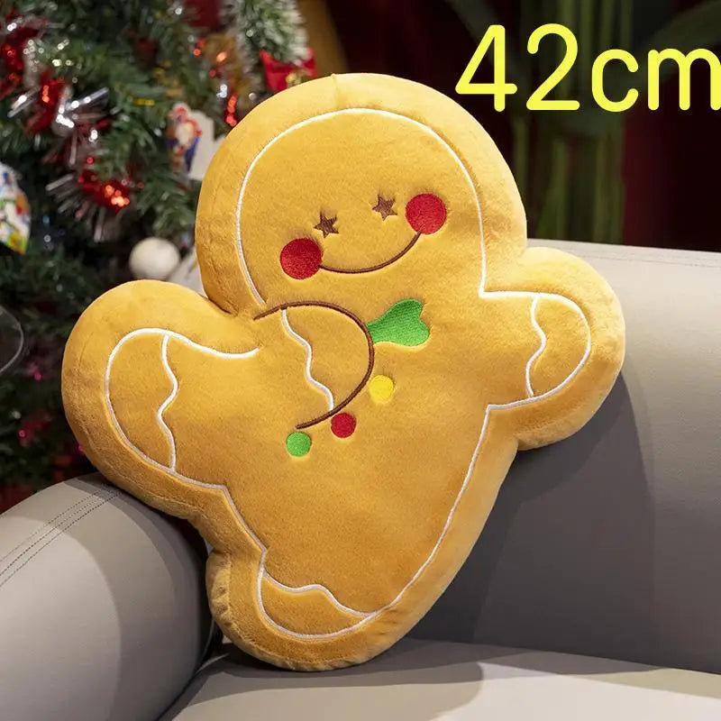 Christmas Decoration Ginger Bread Plush Pillow Stuffed Santa Claus Snowman Doll Christmas Tree Garland Cushion Best Gifts