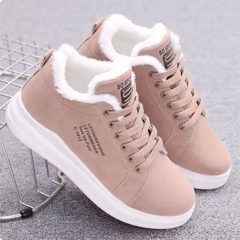 Women New Fleece Lined Shoes Versatile Winter Sports Sneakers, Low Cut Casual  Anti-Slip Canvas Shoes.