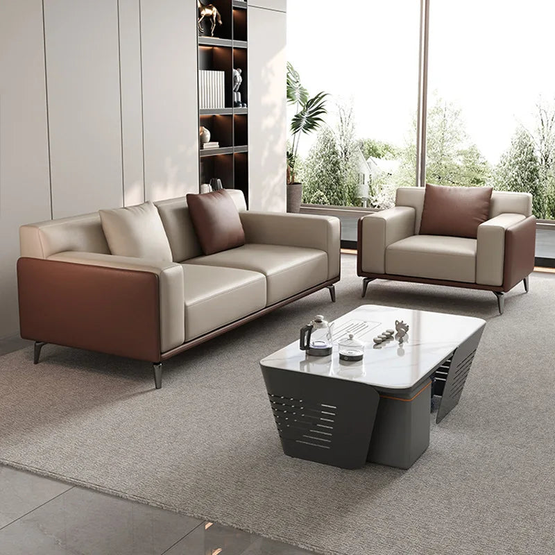 Office Sofa Simple Modern Business Leisure Reception Room Meeting Area Three-person Office Sofa Coffee Table Combination