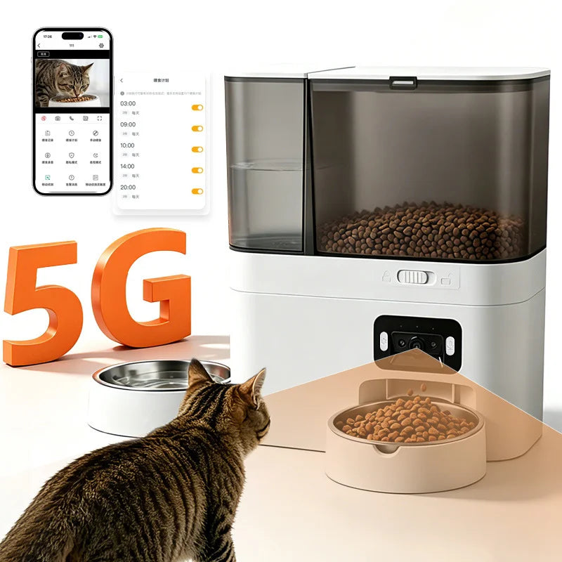 Automatic Camera Automatic Pet Feeder Water Fountain WIFI APP Video Smart Dog 5L Food Dispenser 3L Gravity Water Drinker Bowl