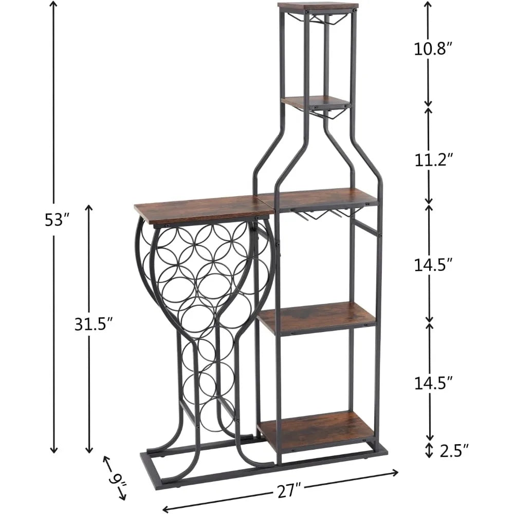 5-Tier Wine Rack Freestanding 11 Bottles Modern Wine Holder