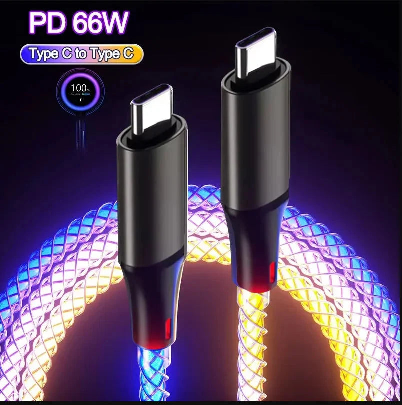 RGB Fast Charging USB to C Cable Colorful Streamer Glowing Line