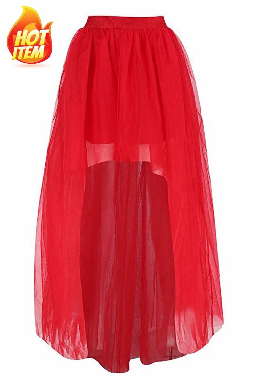 MisShow Gothic Women Hi-Lo Long Tulle Tutu Punk Skirt Elastic Waist High Low Mesh Net Halloween Cosplay Costume Maxi Skirts