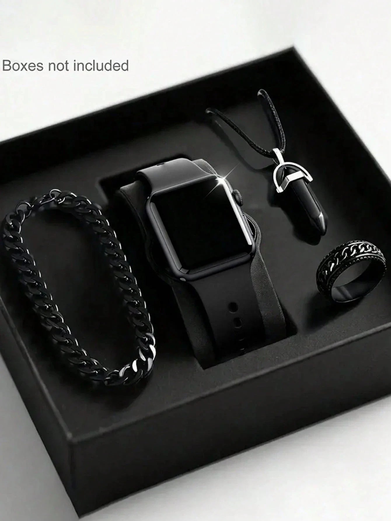 Men's LED Square Watch And Jewelry Set Birthday Gift Non-Smartwatch Box Not Included