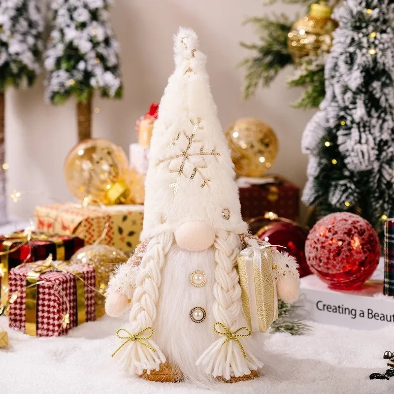 30CM Glowing Knitted Gnome Doll with Led Night Light Christmas Decorations 2024 Home Xmas Tree Decor Navidad New Year 2025 Gift