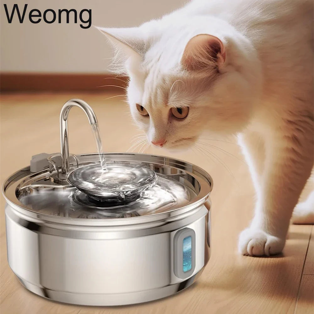 3L Stainless Steel Faucet Cat Fountain Visible Water Level Cats Water Fountain Ultra Quiet Pump Automatic Pet Fountain Bowl