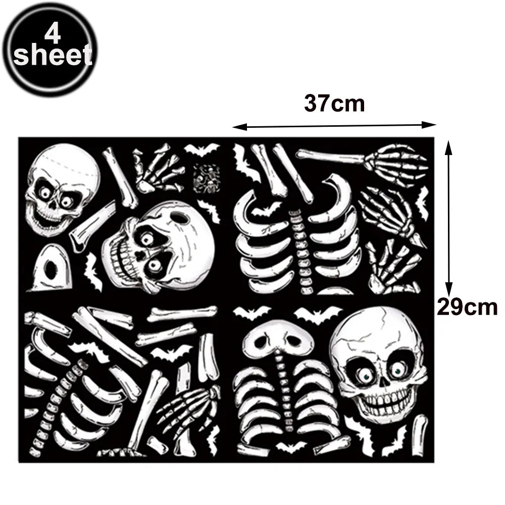 Halloween Decorations Window Clings Halloween Window Stickers Bat Skull Skeleton Stickers Halloween Window Decor for Glass Wall