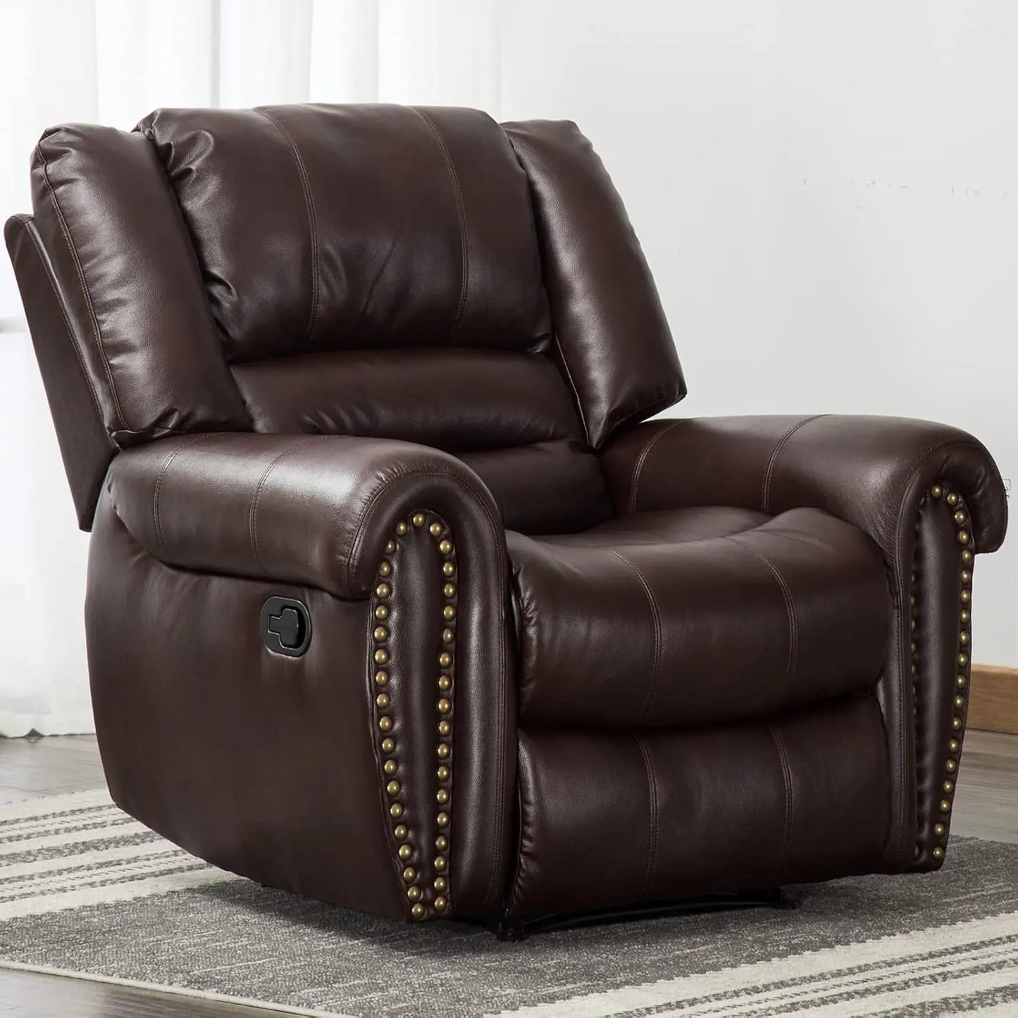 Leather Manual  Recliner Chair with Comfortable Arms and Back