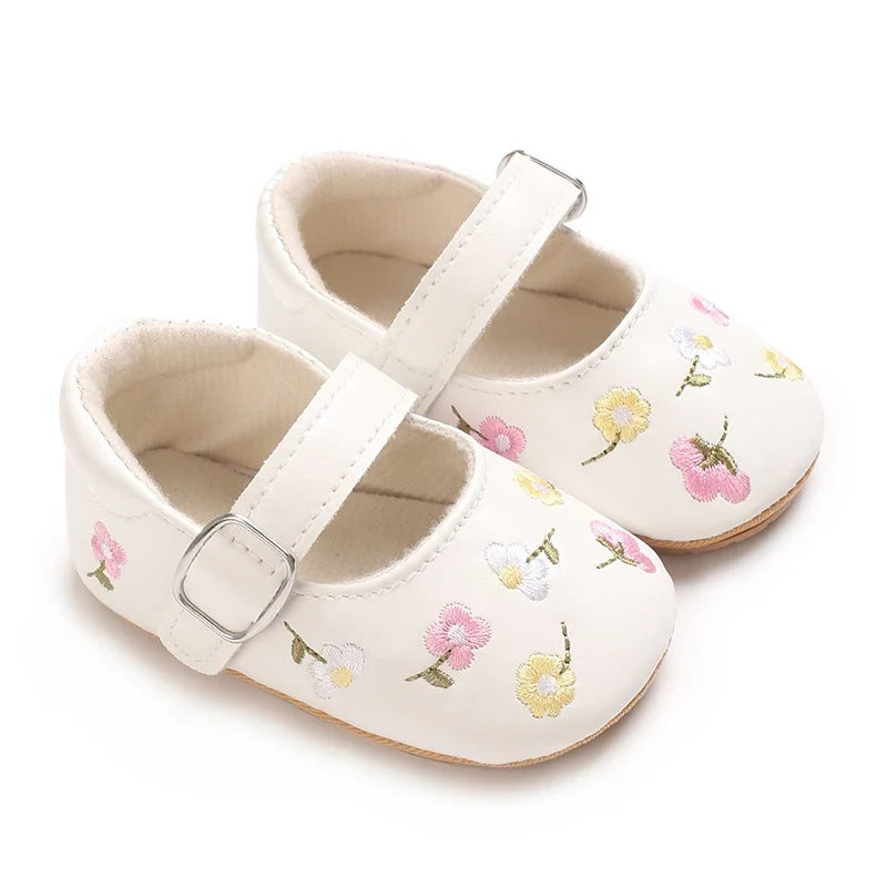 0-1Year Baby Shoes Infant Pre-Walker Shoes Girls Princess Bow Shoes Cute Breathable Flower Soft Sole Casual Sports Footwear