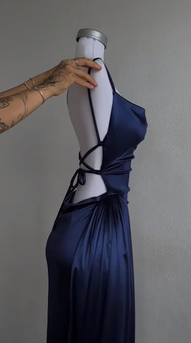 2024 Europe and the United States explosive new cross-border dress summer senior sense Y2K sexy halter Spice Girl dress