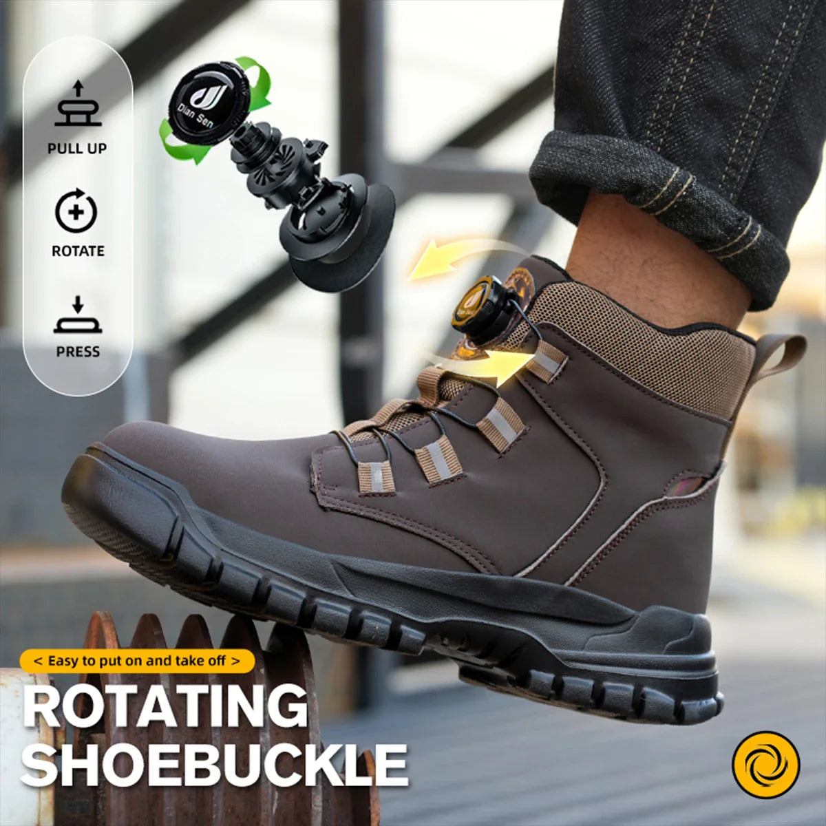 Waterproof Safety Boots, Indestructible Steel Toe Work Boots, Anti-smash Stab-resistant.
