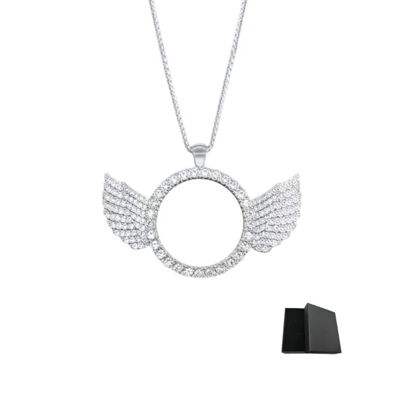 Personalised Heart-Shaped Wings Necklace, Custom Photo Necklace, DIY Gift, Commemorative Present