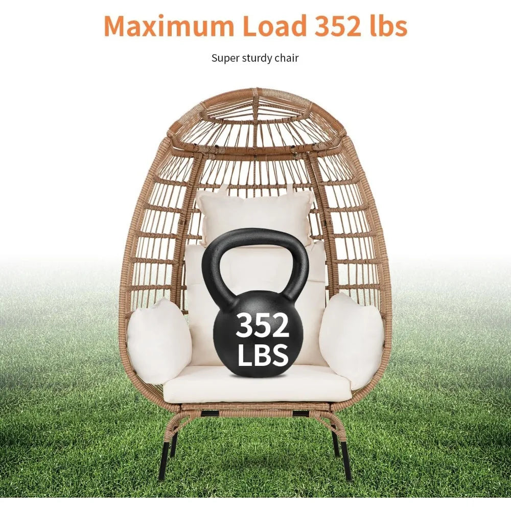 Large Egg Chair with Bracket, Room Decoration Aesthetic Reading Chair, Outdoor Leisure Chair Willow Egg Chair