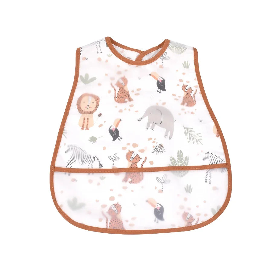2023New Cartoon Pattern EVA Waterproof Pocket Lunch Feeding Bibs Adjustable Baby Bibs Cute Children Baby Apron Kids Burp Cloths