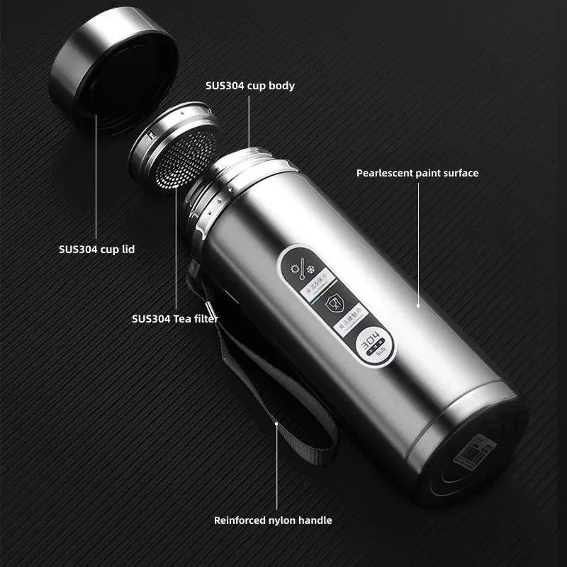 500ML-1Liter Stainless Steel ,Thermos Bottle with LED Temperature Display, Tea, Water Bottle, Portable Cups.