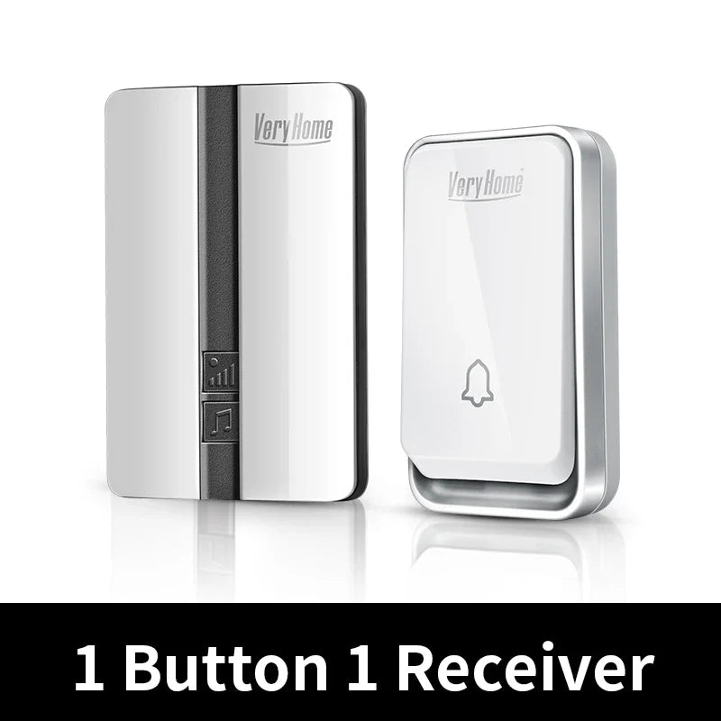 VeryHome Wireless Doorbell Waterproof Self-powered Button Smart Door Bell Sets Home Welcome Outdoor House Chimes  Receiver