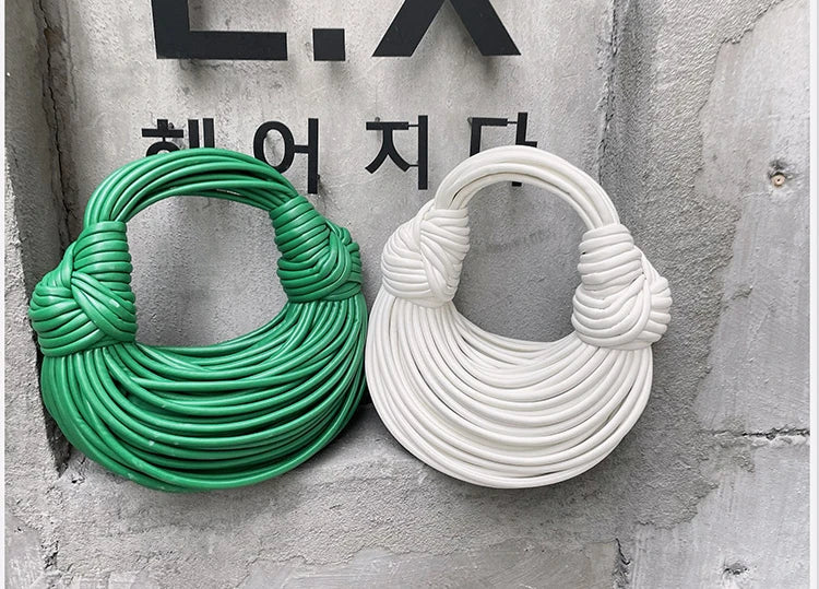 Handbags for Women 2023 New in Gold Luxury Designer Brand Handwoven Noodle Bags Rope Knotted Pulled Hobo Silver Evening Clutch