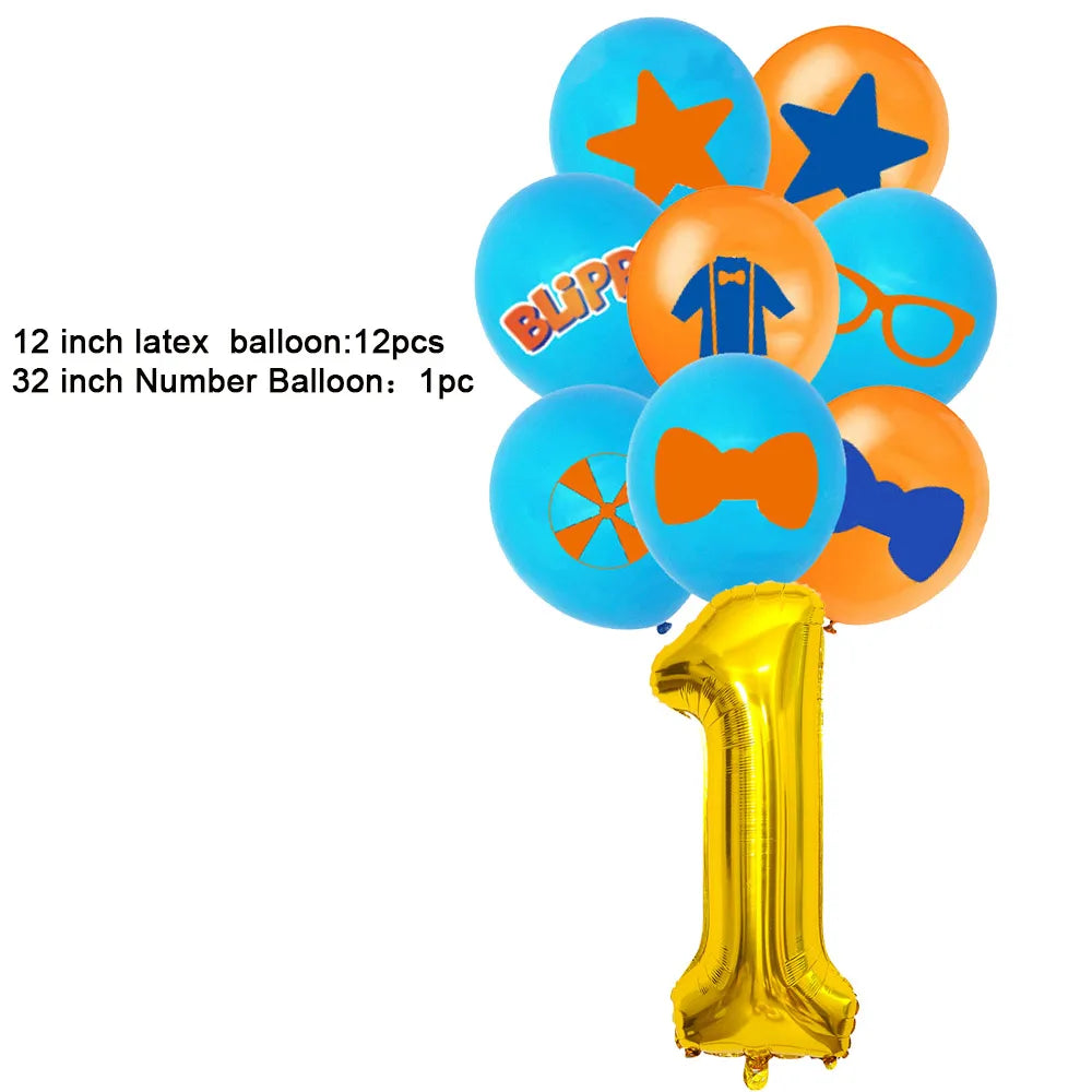 Bli-Ppi-Toy Theme Party Supplies Disposable Set Background Balloon Banner